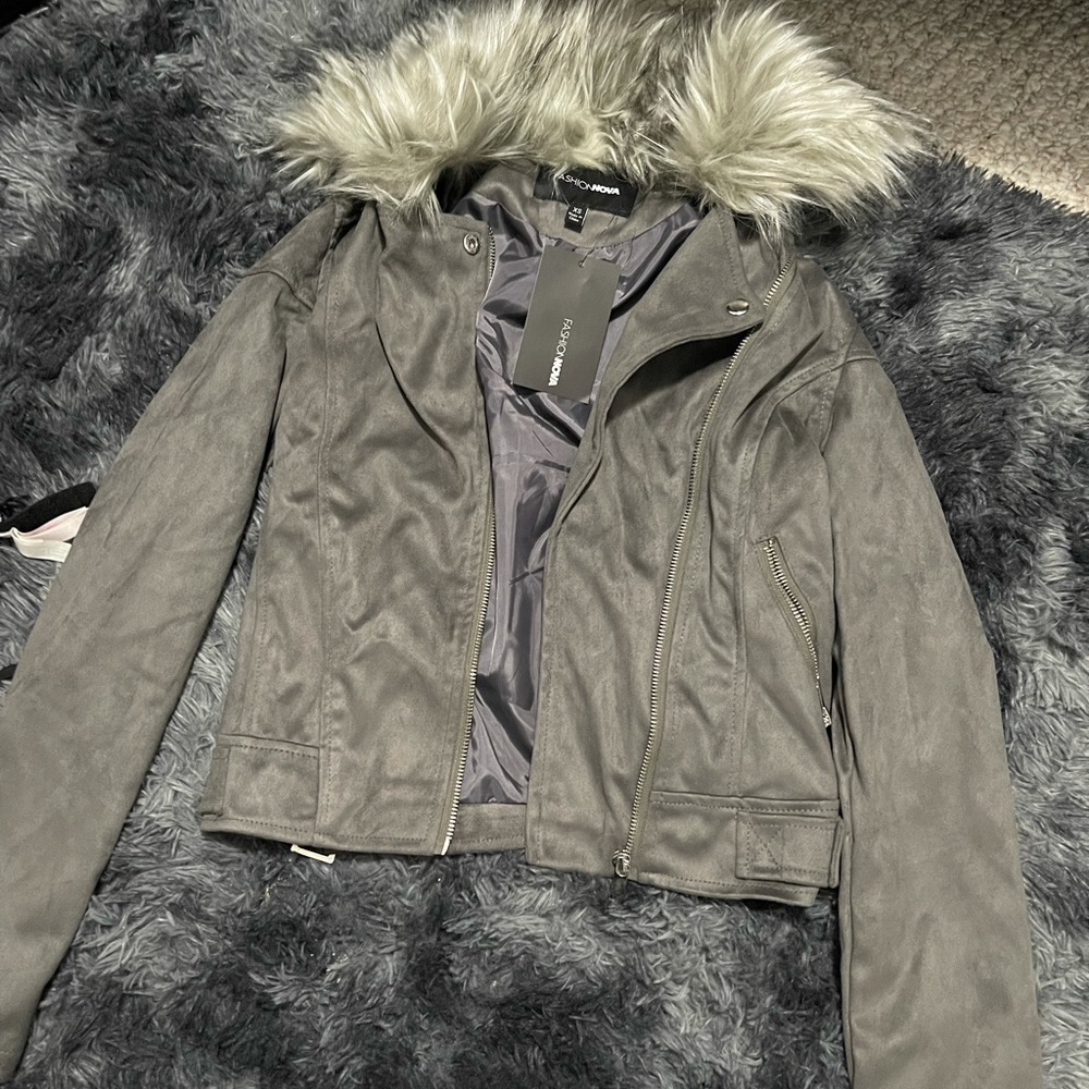 Grey fur jacket
